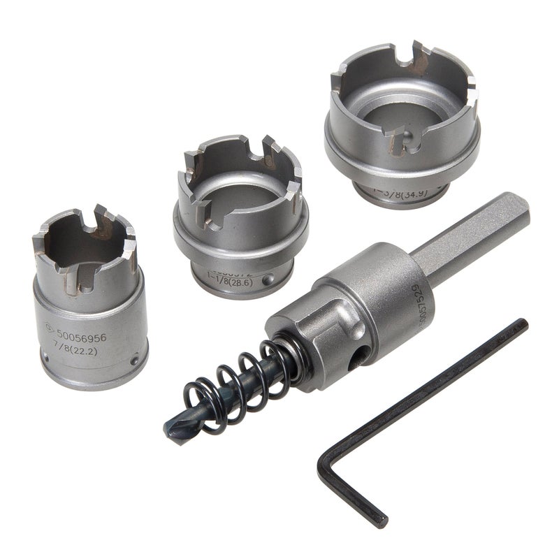 Greenlee 655 4-Piece Quick Change Carbide-Tipped Hole Cutter Set, 7/8" - 1-3/8" - Image 1